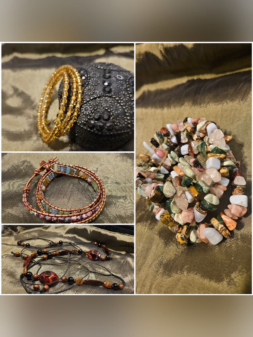 3 Boho Bracelets Plus 1 Belt, Beaded